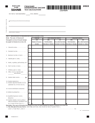 Maryland Form 504NR (COM/RAD-319) Fiduciary Nonresident Income Tax Calculation - Maryland