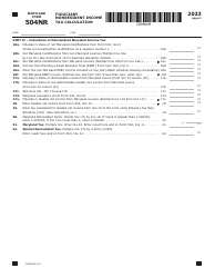 Maryland Form 504NR (COM/RAD-319) Fiduciary Nonresident Income Tax Calculation - Maryland, Page 2