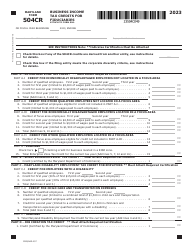 Document preview: Maryland Form 504CR (COM/RAD-057) Business Income Tax Credits for Fiduciaries - Maryland, 2023