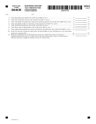 Maryland Form 504CR (COM/RAD-057) Business Income Tax Credits for Fiduciaries - Maryland, Page 8