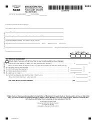 Document preview: Maryland Form 504E (COM/RAD-056) Application for Extension to File Fiduciary Income Tax Return - Maryland, 2023