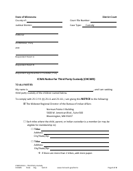 Form CHC605 Icwa Notice for Third Party Custody - Minnesota