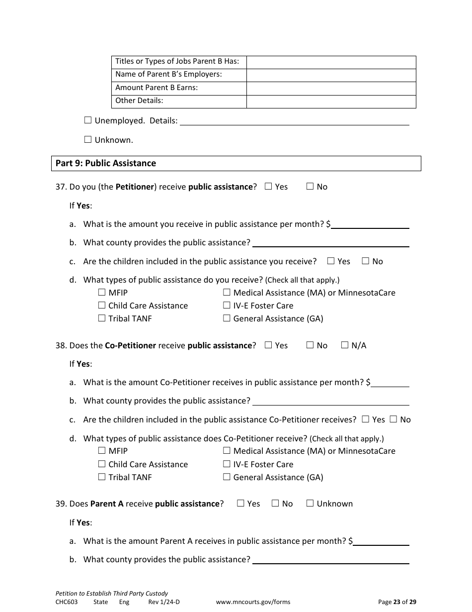 Form CHC603 Petition to Establish Third Party Custody - Minnesota, Page 23