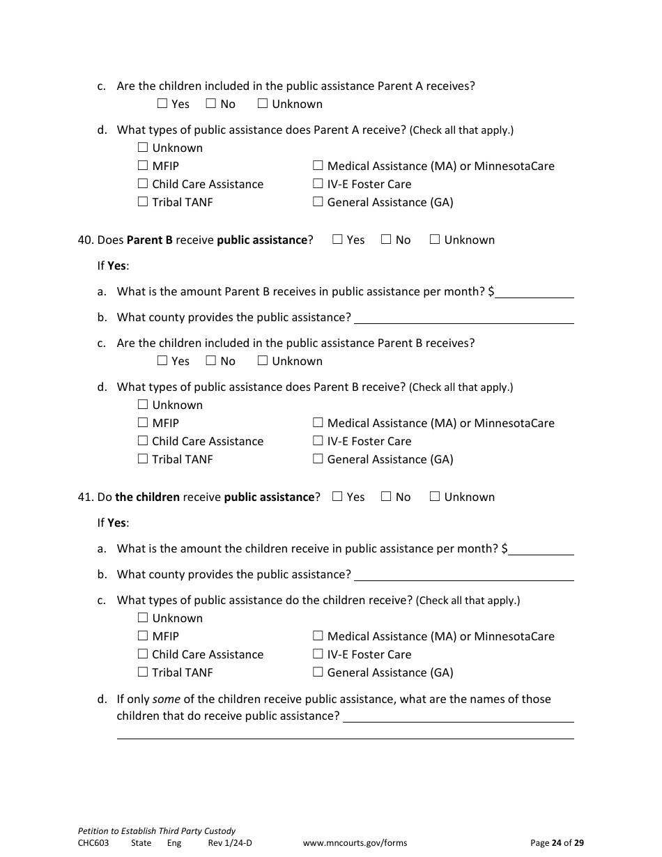 Form CHC603 Petition to Establish Third Party Custody - Minnesota, Page 24