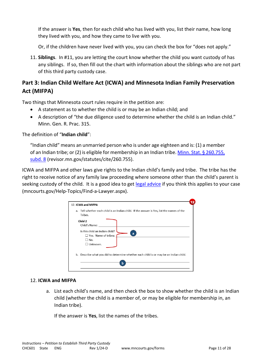 Form CHC601 Instructions - Request to Establish Third Party Custody - Minnesota, Page 11