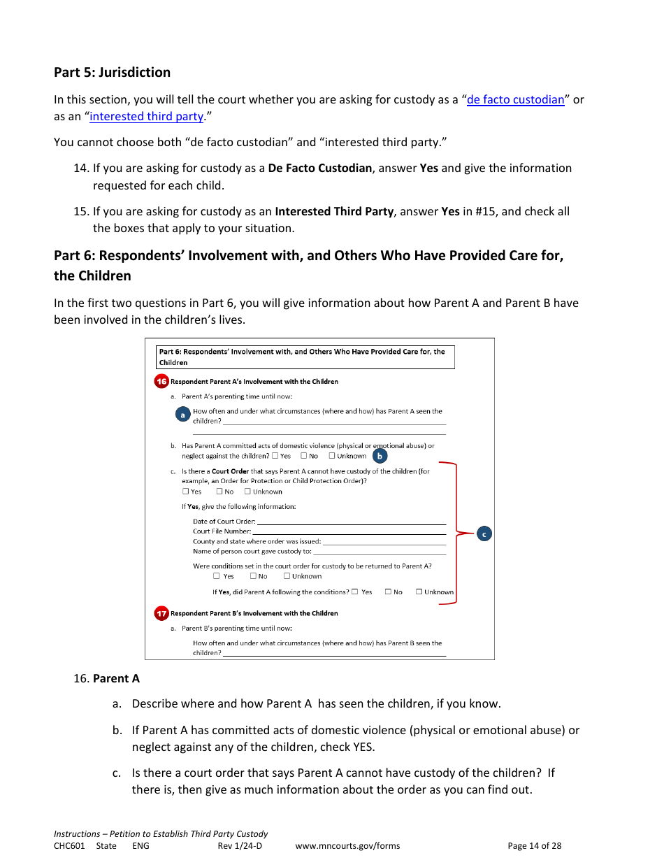 Form CHC601 Instructions - Request to Establish Third Party Custody - Minnesota, Page 14
