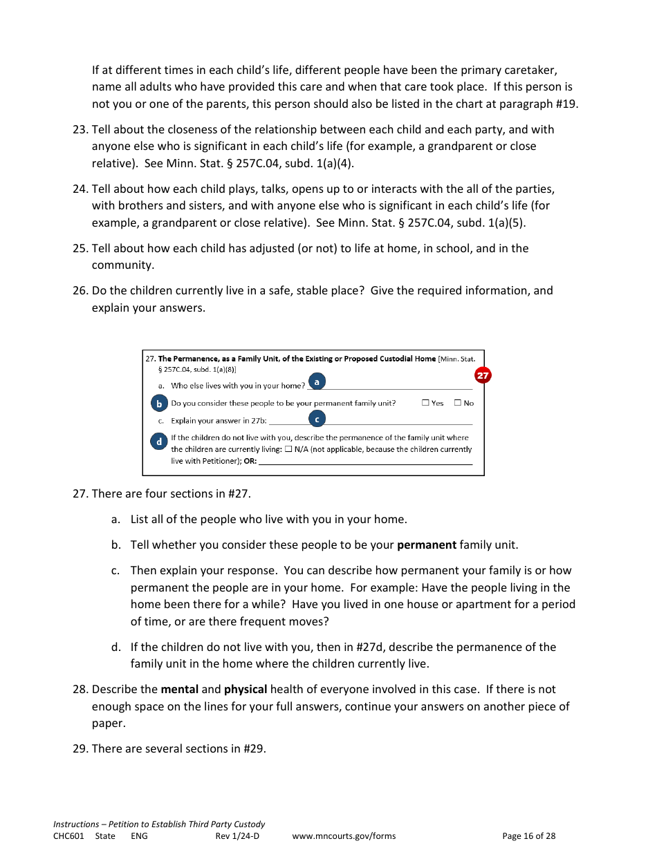 Form CHC601 Instructions - Request to Establish Third Party Custody - Minnesota, Page 16