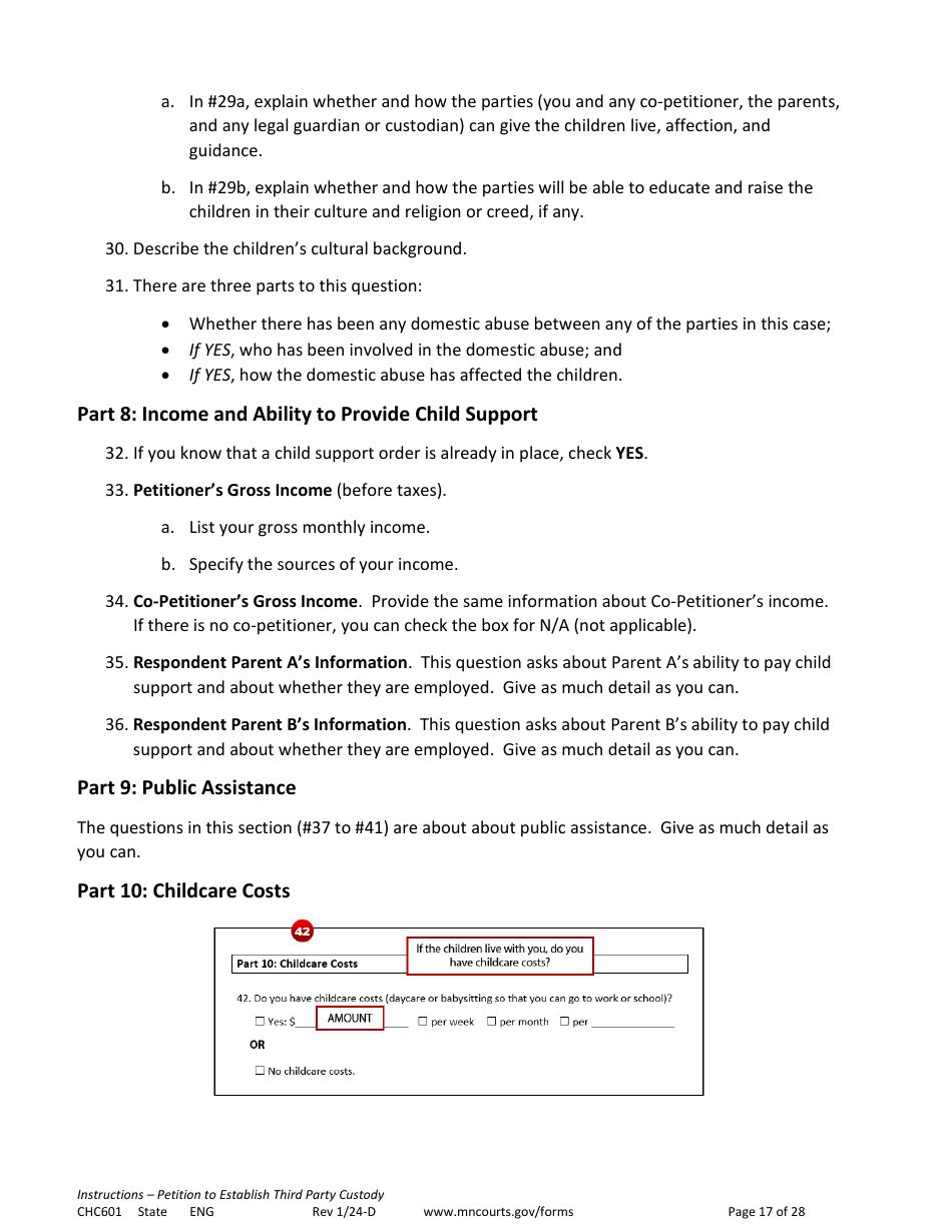 Form CHC601 Instructions - Request to Establish Third Party Custody - Minnesota, Page 17