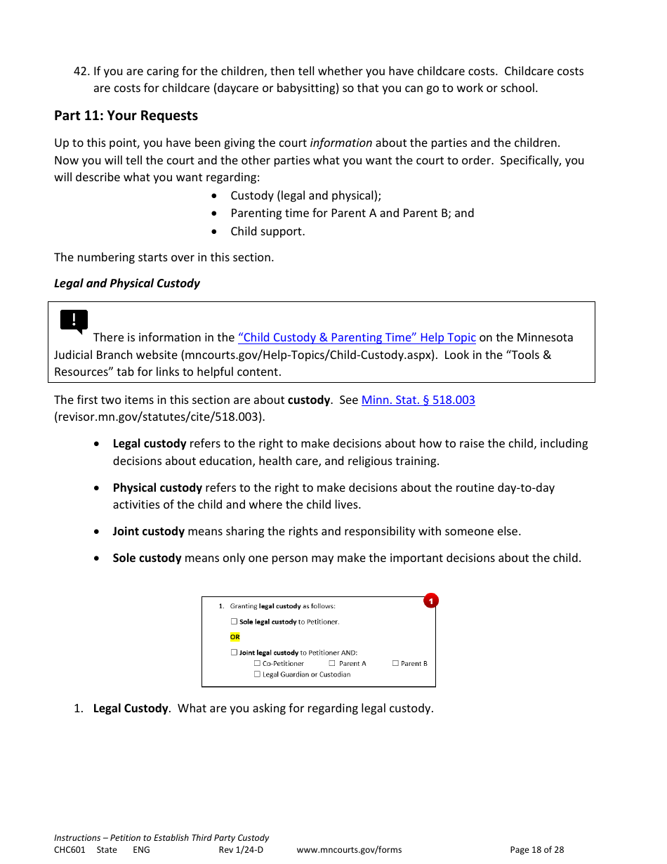 Form CHC601 Instructions - Request to Establish Third Party Custody - Minnesota, Page 18