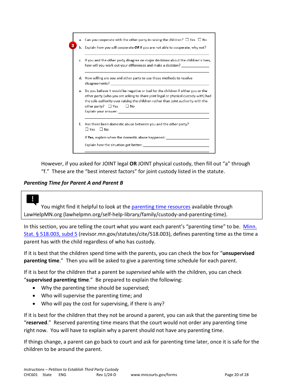 Form CHC601 Instructions - Request to Establish Third Party Custody - Minnesota, Page 20
