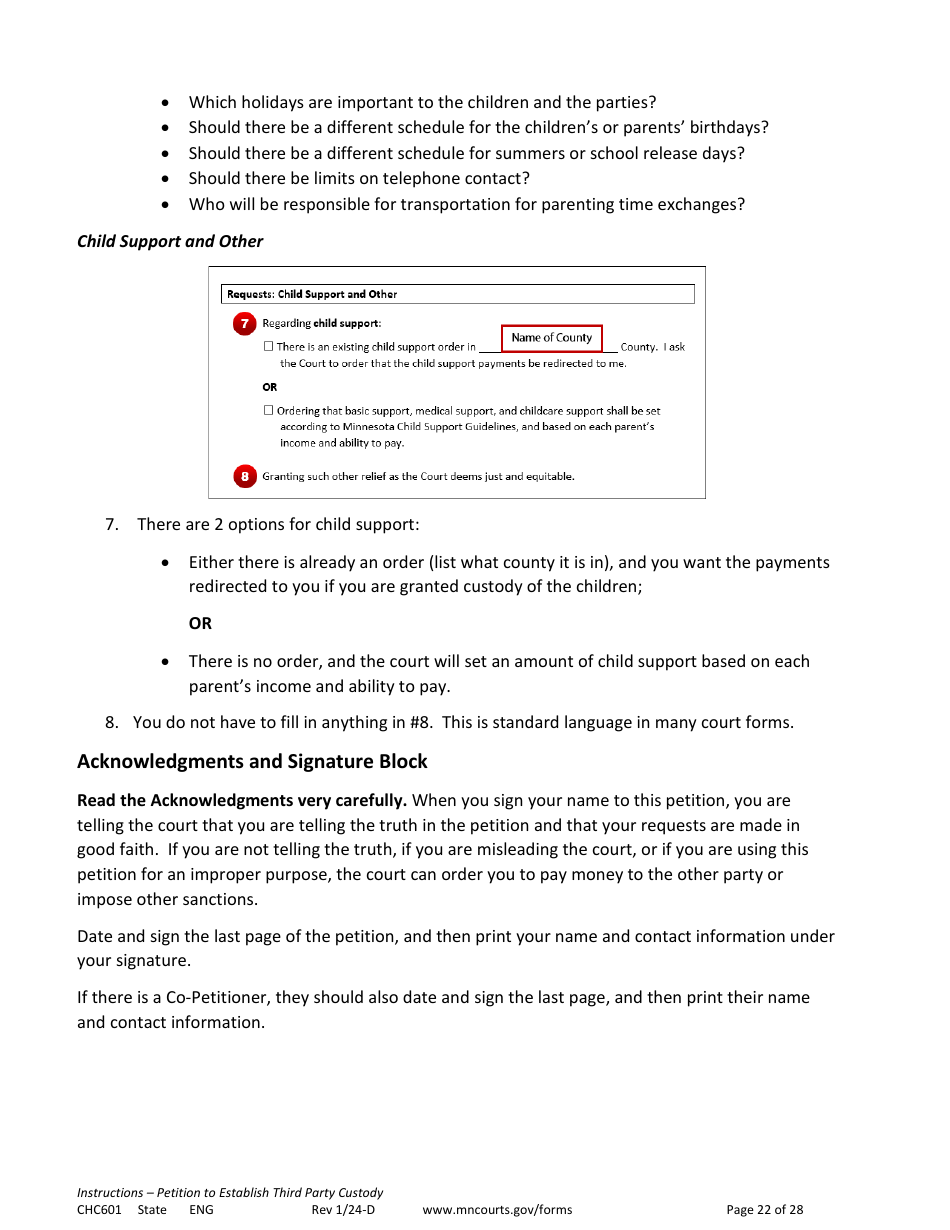 Form CHC601 Instructions - Request to Establish Third Party Custody - Minnesota, Page 22
