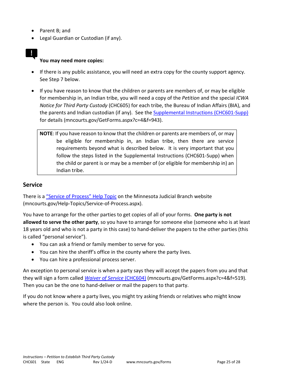 Form CHC601 Instructions - Request to Establish Third Party Custody - Minnesota, Page 25
