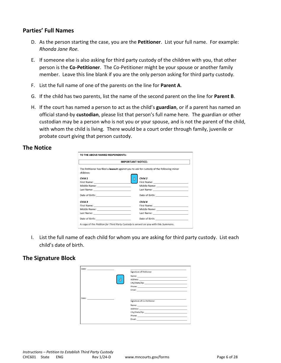Form CHC601 Instructions - Request to Establish Third Party Custody - Minnesota, Page 6