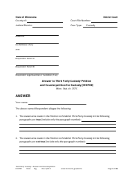 Document preview: Form CHC702 Answer to Third Party Custody Petition and Counterpetition for Custody - Minnesota