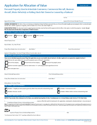 Document preview: Form 50-147 Application for Allocation of Value for Personal Property Used in Interstate Commerce, Commercial Aircraft, Business Aircraft, Motor Vehicle(S), or Rolling Stock Not Owned or Leased by a Railroad - Texas