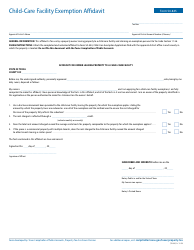 Document preview: Form 50-845 Child-Care Facility Exemption Afdavit - Texas