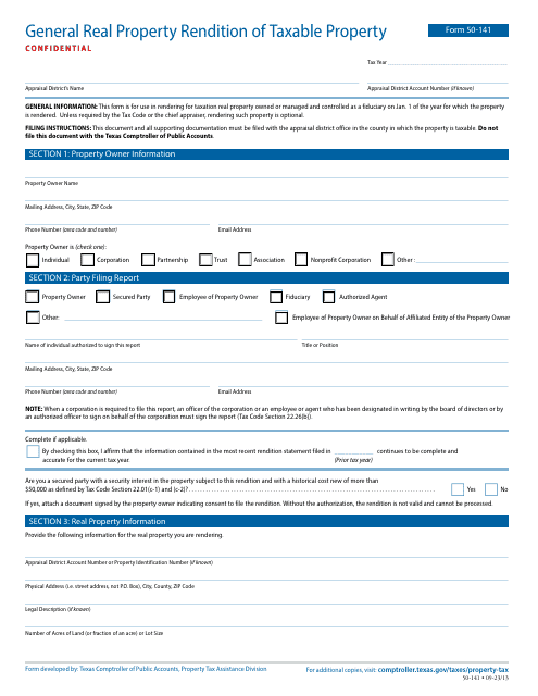 Property Rendition Templates PDF Download Fill And Print For Free 