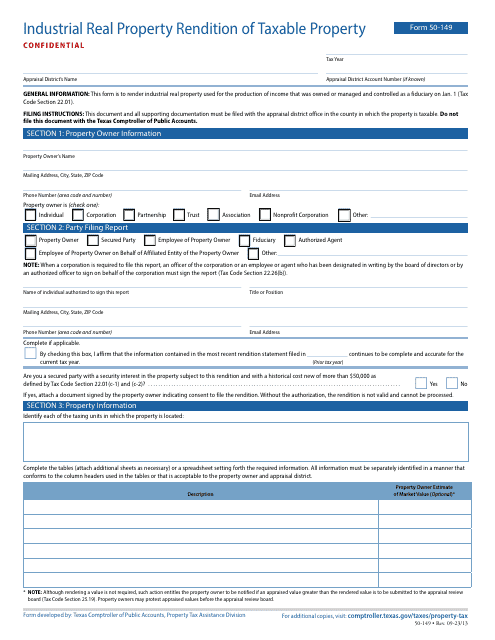 Form 50-149  Printable Pdf