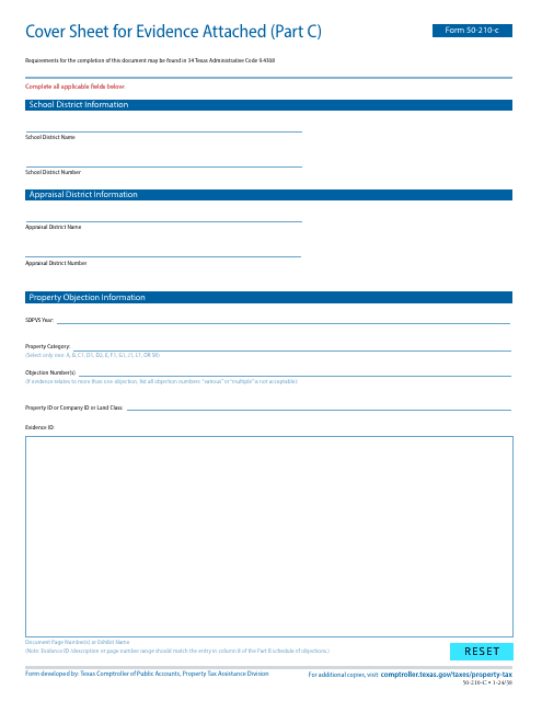 Form 50-210-C Part C  Printable Pdf