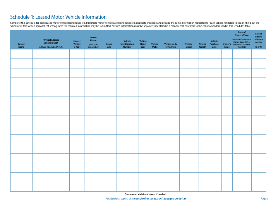 Form 50-288 Lessors Rendition or Property Report - Texas, Page 3