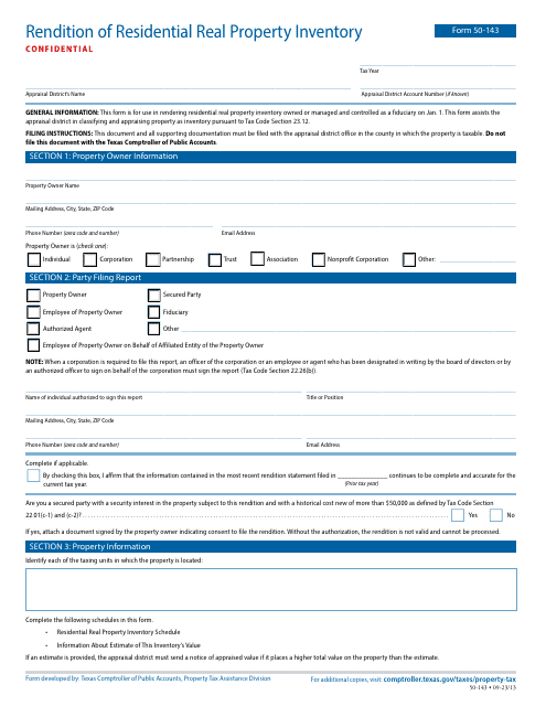 Form 50-143  Printable Pdf