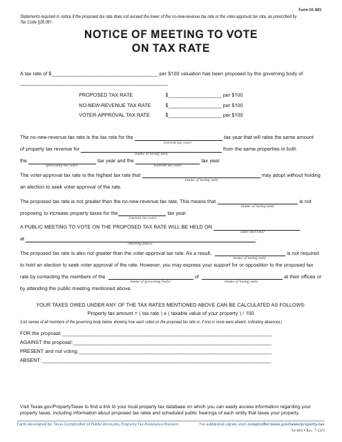Form 50-883  Printable Pdf