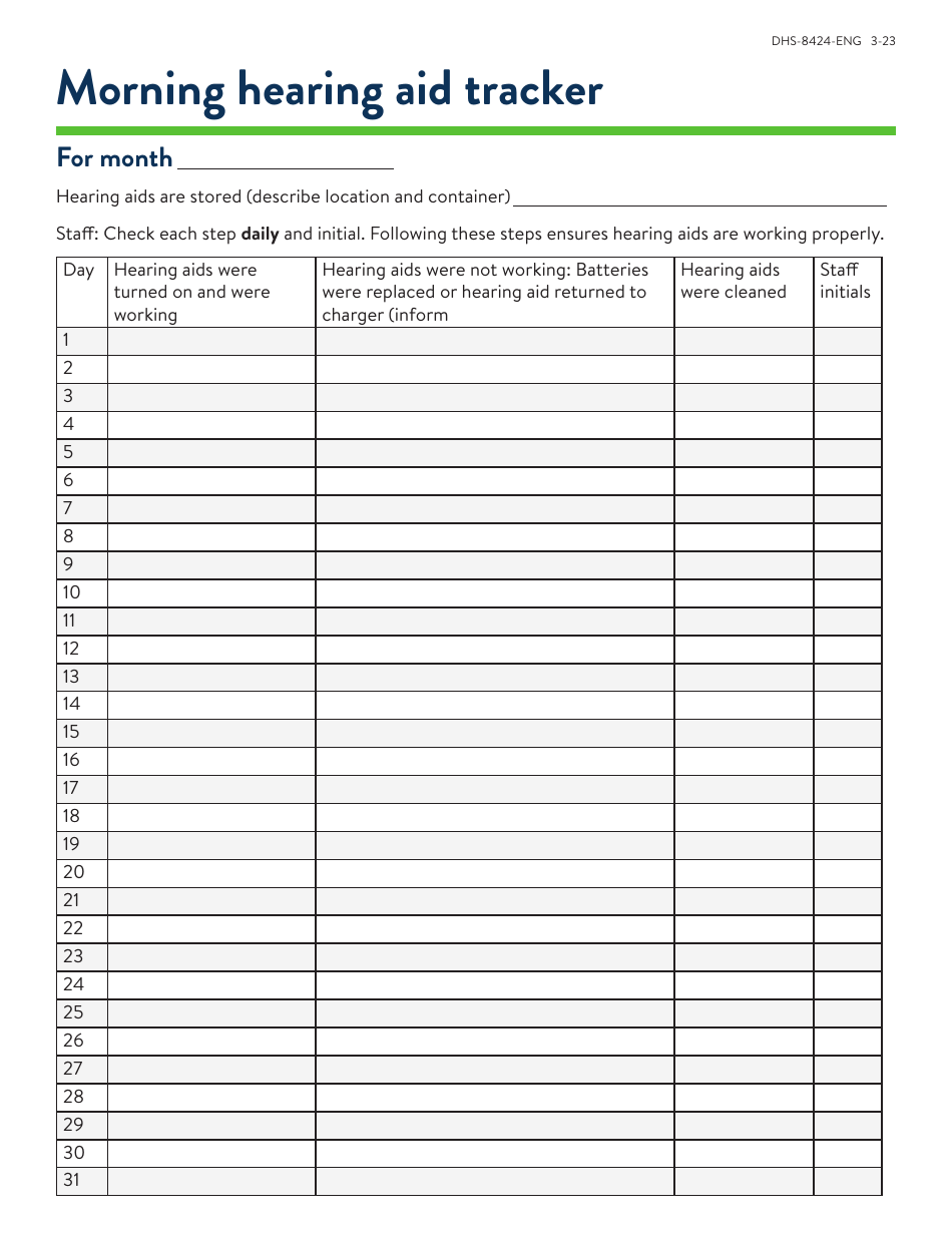 Form DHS-8424-ENG My Hearing Aid Tracker - Minnesota, Page 2