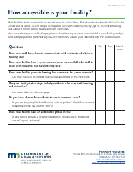 Document preview: Form DHS-8425-ENG Facility Accessibility Questionnaire - Minnesota