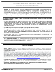 Document preview: DA Form 7809 Summary of Care by Non-military Medical Provider