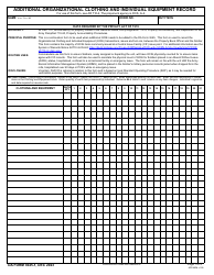 DA Form 3645-1 Additional Organizational Clothing and Individual Equipment Record