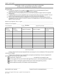 Document preview: Appellate Transcript Request Form - West Virginia