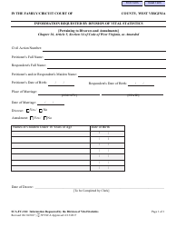 Document preview: Form SCA-FC-104 Information Requested by Division of Vital Statistics - West Virginia