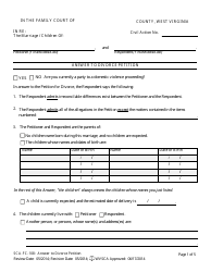 Document preview: Form SCA-FC-108 Answer to Divorce Petition - West Virginia