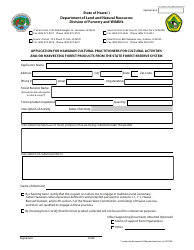 Document preview: Application for Hawaiian Cultural Practitioners for Cultural Activities and/or Harvesting Forest Products From the State Forest Reserve System - Hawaii