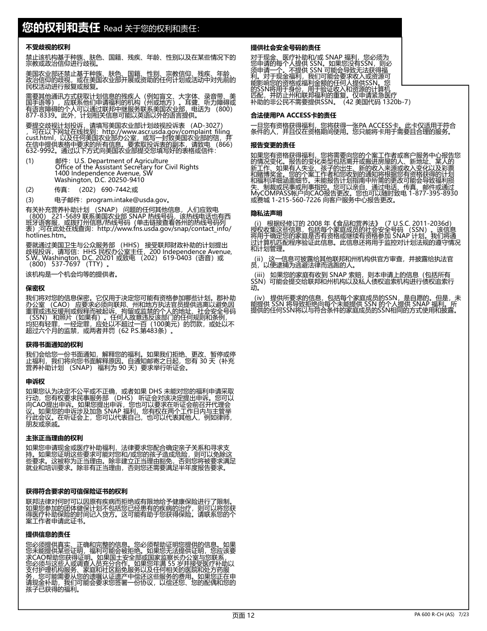 Form PA600 R-CH (AS) Benefits Review - Pennsylvania (Chinese), Page 14