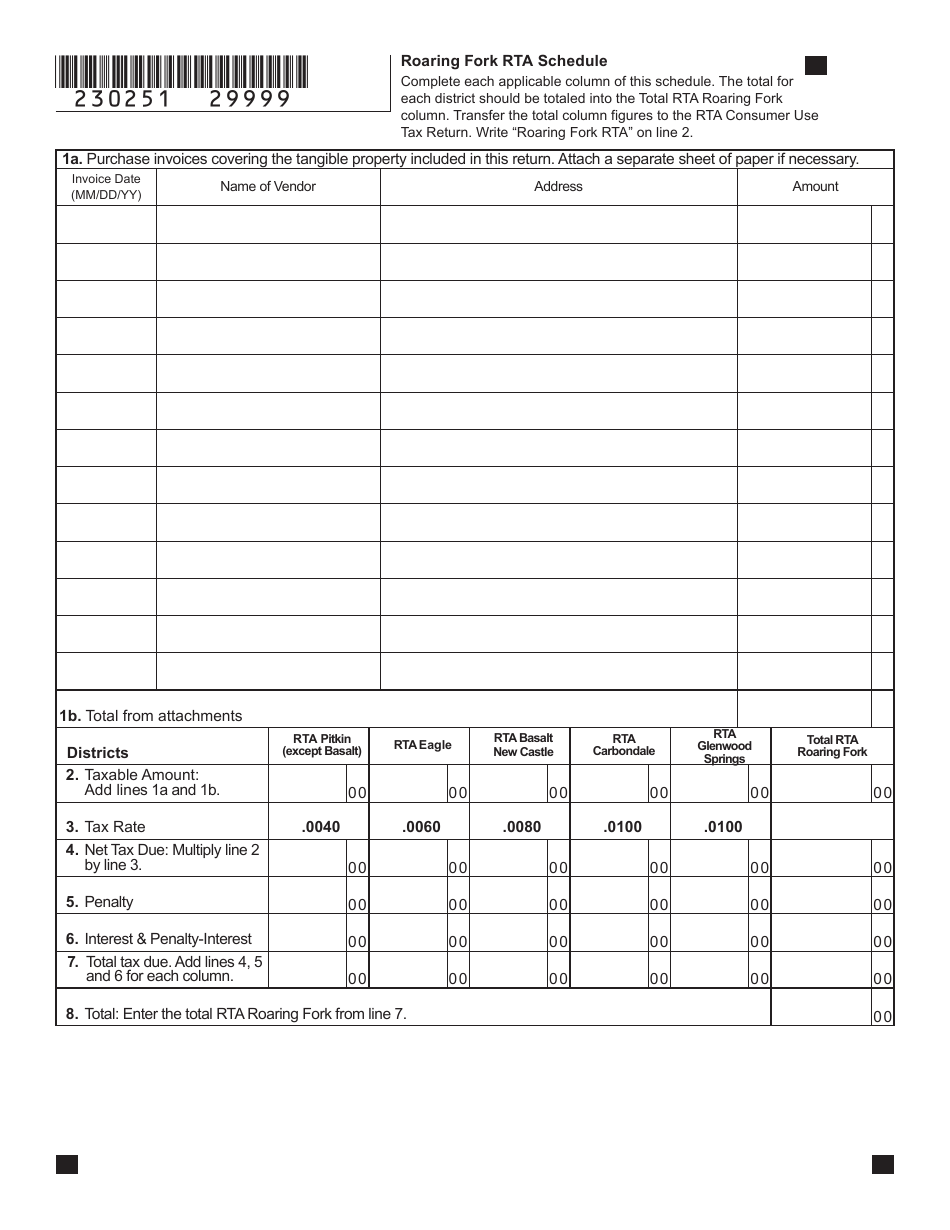 Form DR0251 Rta Consumer Use Tax Return - Colorado, Page 3
