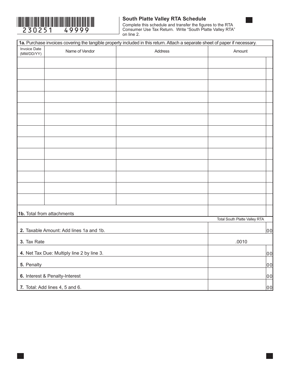 Form DR0251 Rta Consumer Use Tax Return - Colorado, Page 5