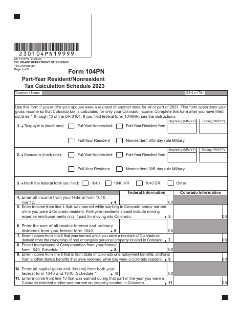 Form 104PN 2023 Printable Pdf