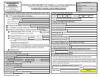 Document preview: Form DENR-GWR-01 Water Well Notification Form - Louisiana