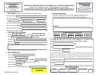 Document preview: Form DENR-GW-2 Water Well Plugging and Abandonment Form - Louisiana