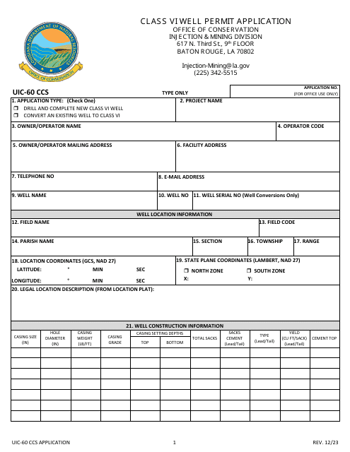 Form UIC-60 CCS  Printable Pdf