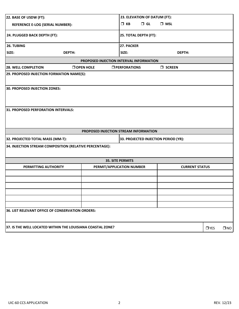 Form UIC-60 CCS Class VI Well Permit Application - Louisiana, Page 2
