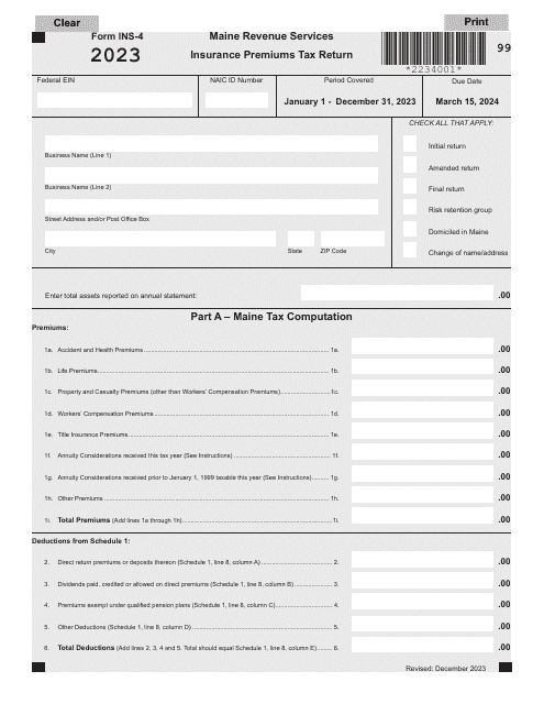 Form INS-4 2023 Printable Pdf