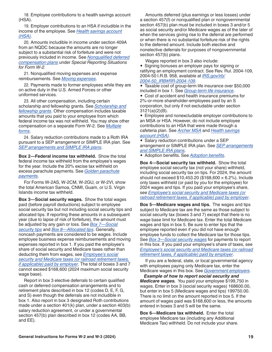 Instructions for IRS Form W-2, W-3, Page 19