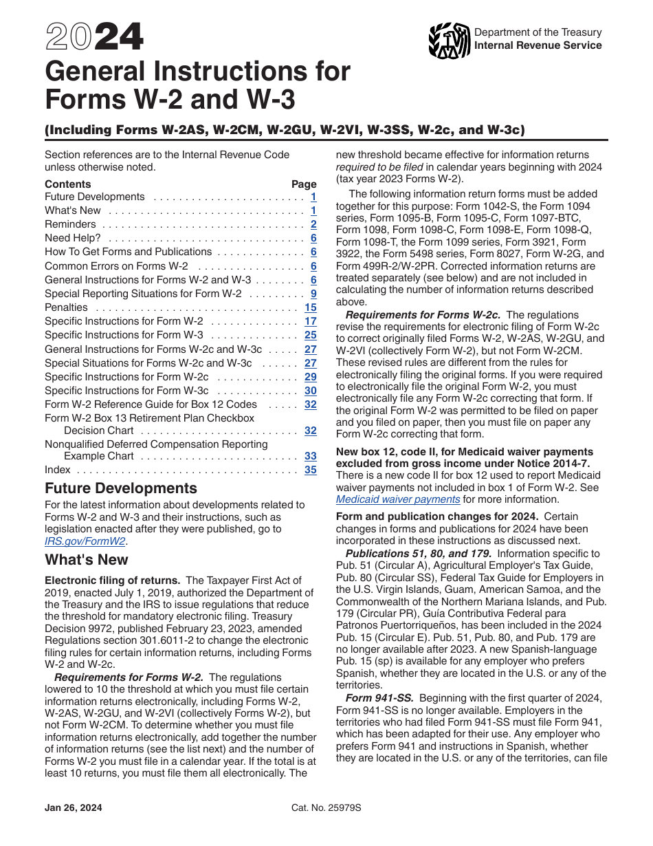 Instructions for IRS Form W-2, W-3, Page 1