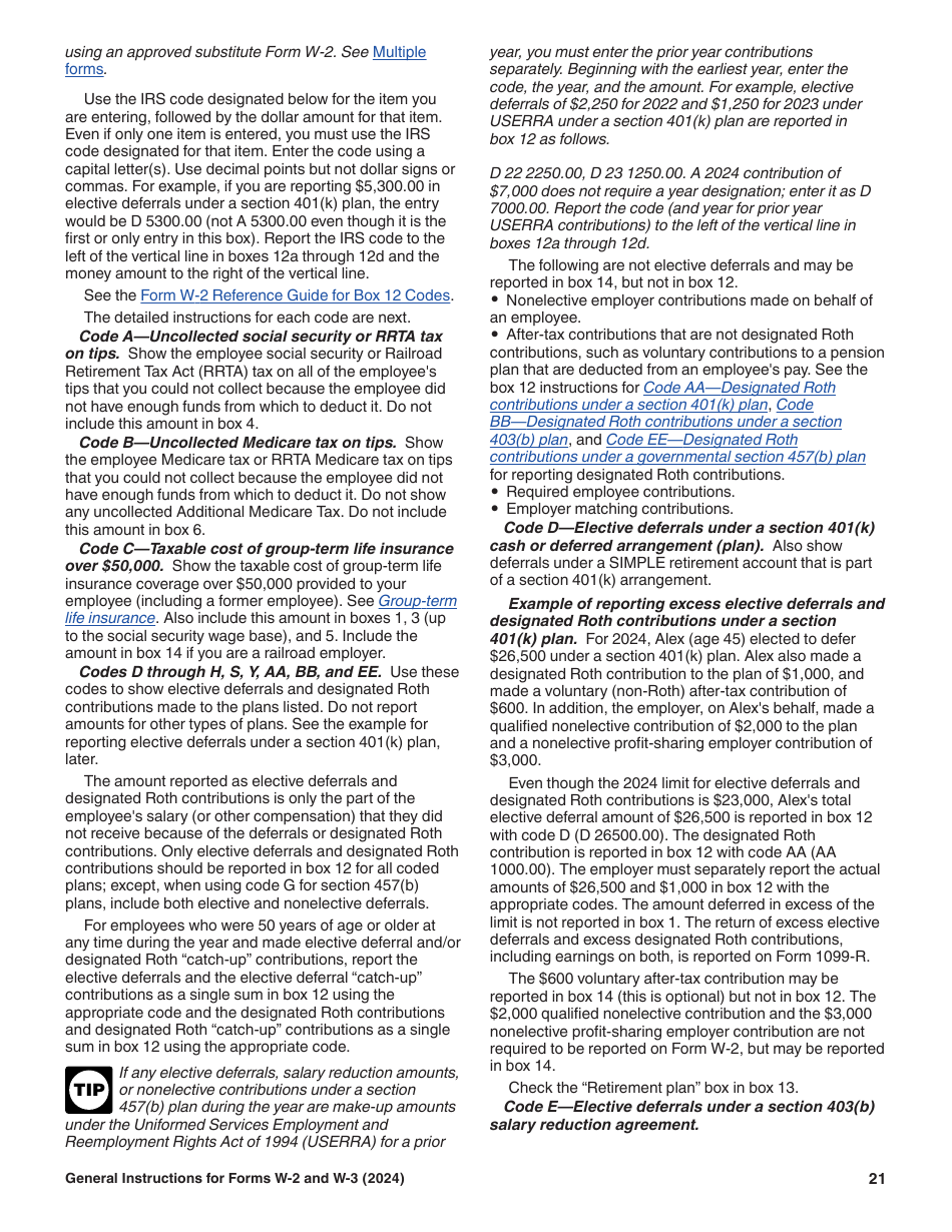 Instructions for IRS Form W-2, W-3, Page 21