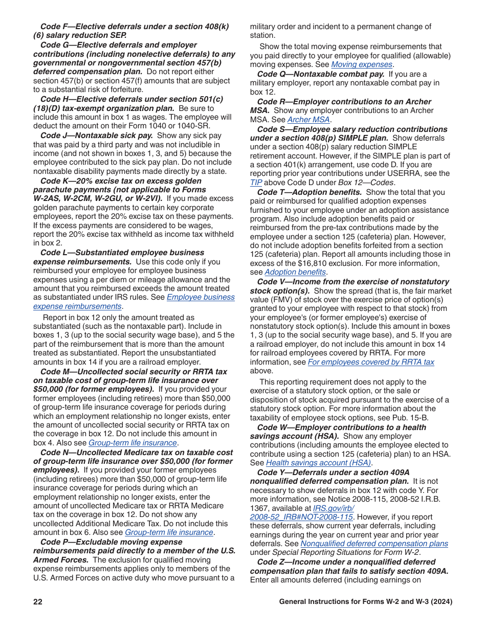 Instructions for IRS Form W-2, W-3, Page 22