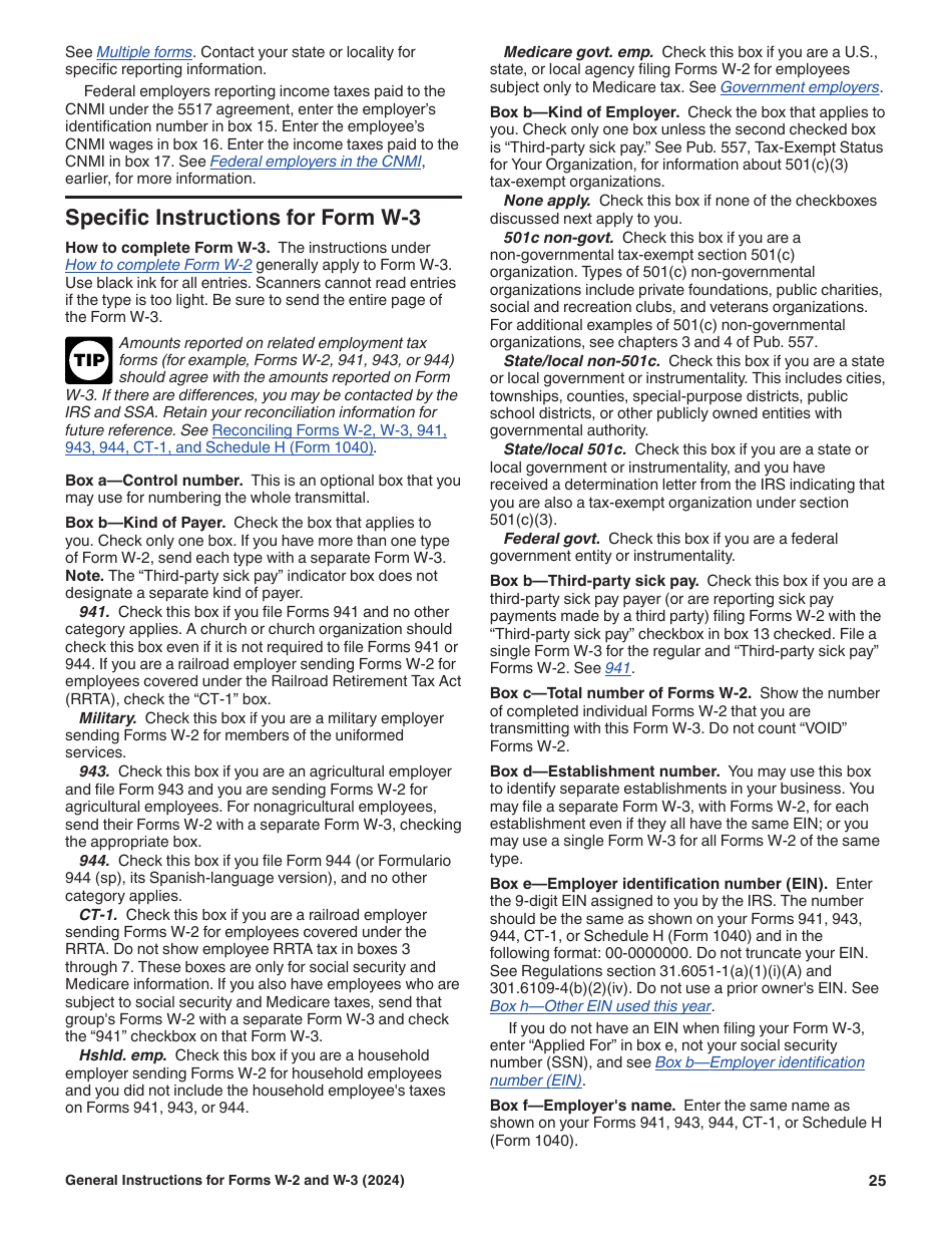 Instructions for IRS Form W-2, W-3, Page 25