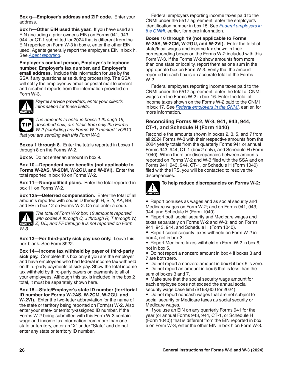 Instructions for IRS Form W-2, W-3, Page 26