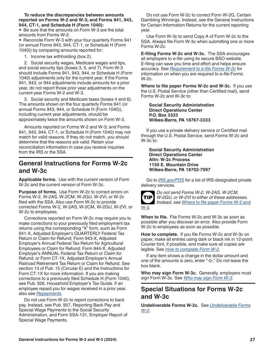 Instructions for IRS Form W-2, W-3, Page 27